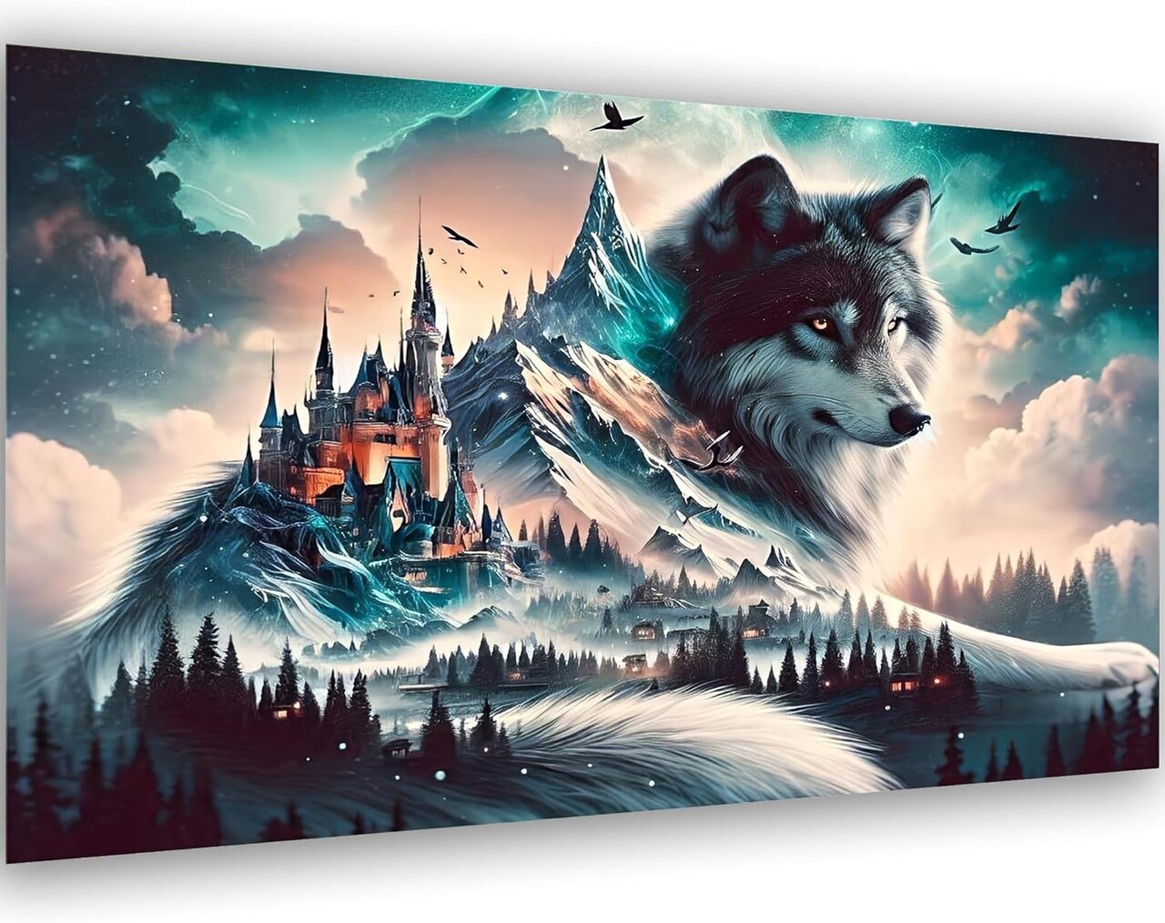 5D Extra Large Diamond Art Kits for Adults - Wolf Diamond Painting Kits for Adults Beginners, DIY Large Size Diamond Gem Art Dots Painting Kits for Home Walls Decor Gifts 27.6x16inch